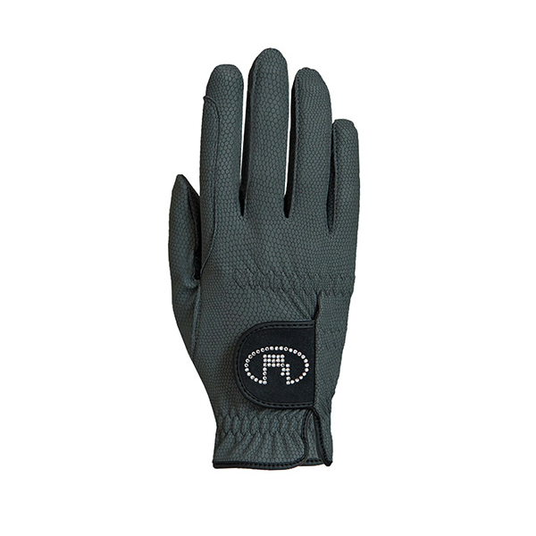 Rękawiczki Lady Line z kryształkami Swarovskiego LISBOA anthracite 3301-308 ROECKL